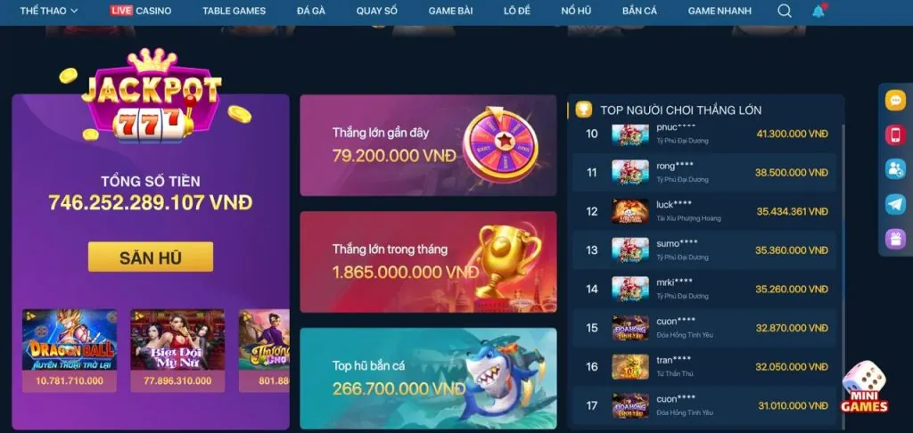 Trò chơi Nổ Hũ SV888 tỷ lệ thắng cao